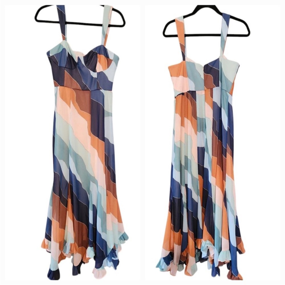 Anthropology: Hutch Tea Length Dress, Flowy skirt, bustier style top - Picture 4 of 11